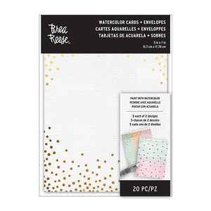 WATERCOLOR GOLD HEART/DOT CARD SET